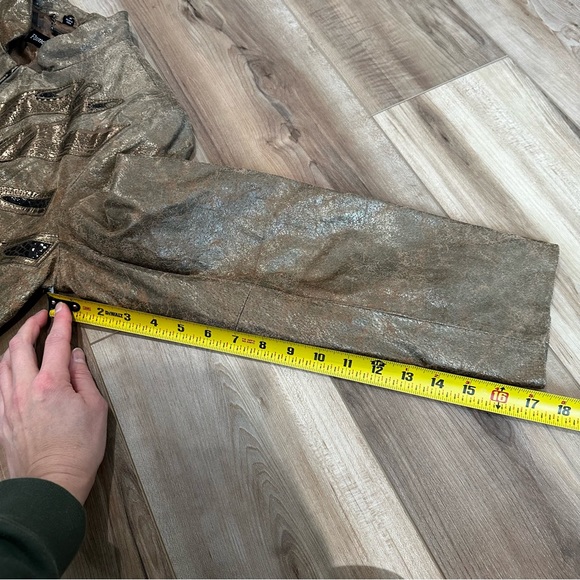 Pamela McCoy Leather Gold Butterfly Fall Jacket M - Picture 6 of 12